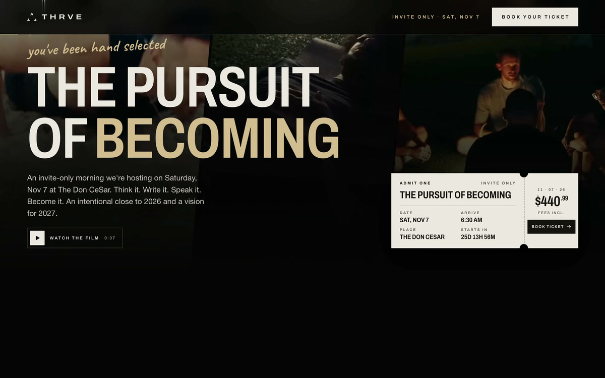 THRVE event landing page